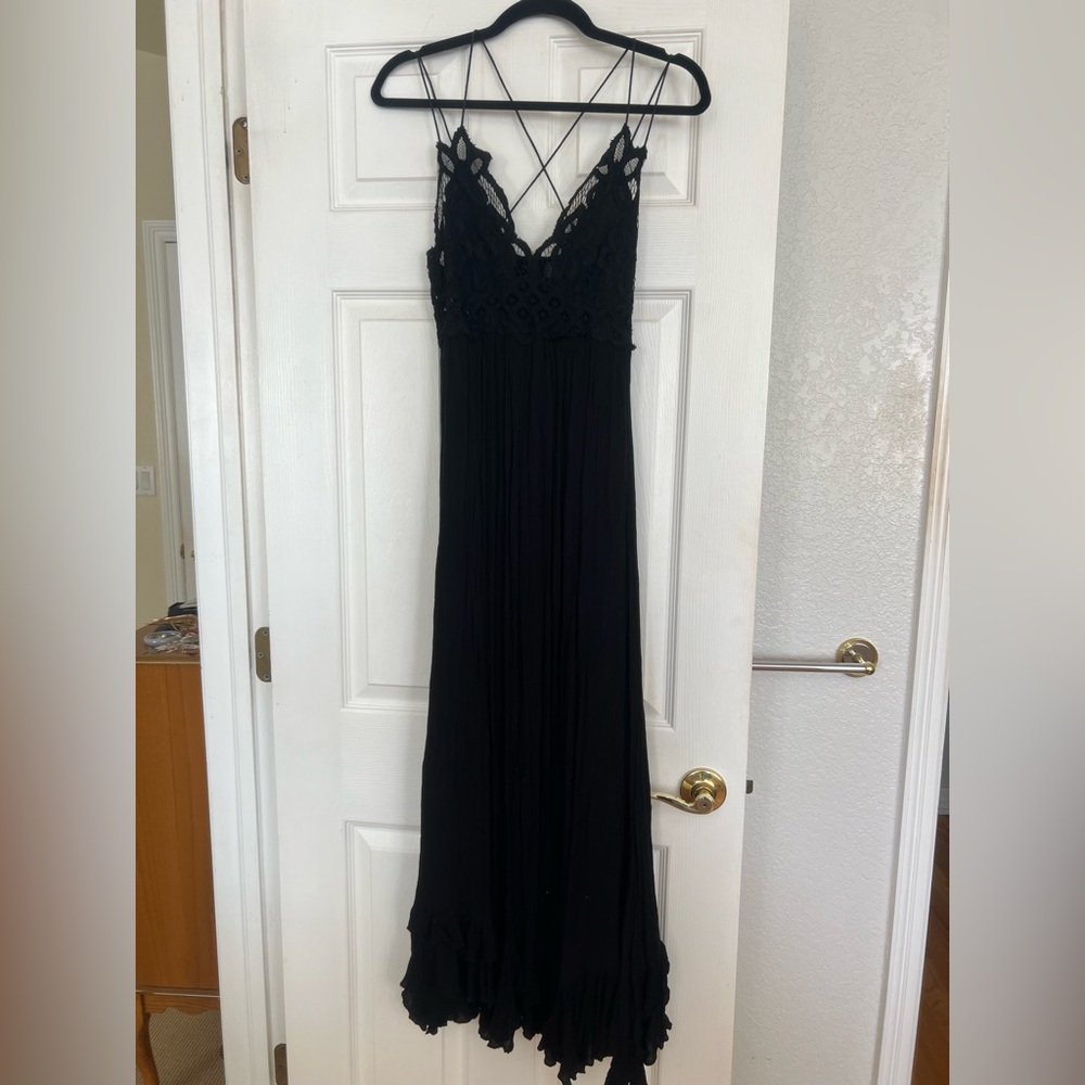 Free People Adella Black Lace Maxi dress